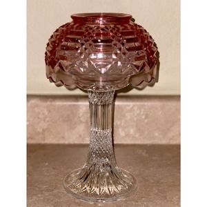 Pink/Clear 12” Pedestal/Pillar Fairy Lamp ( Jacob’s Ladder Pattern)